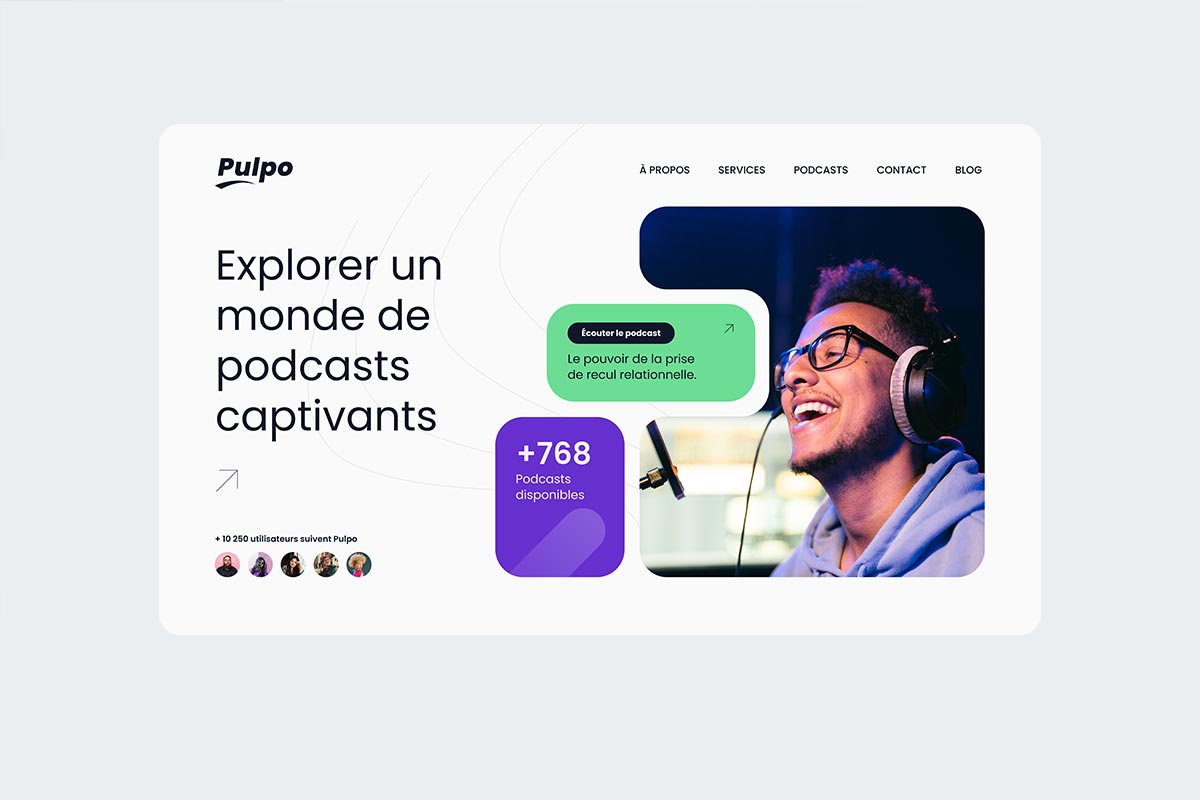 Création des templates du site web de Pulpo, une plateforme collaborative de Podcasts.